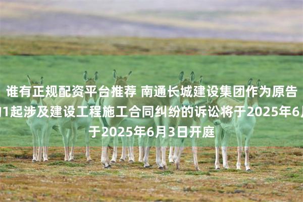 谁有正规配资平台推荐 南通长城建设集团作为原告/上诉人的1起涉及建设工程施工合同纠纷的诉讼将于2025年6月3日开庭
